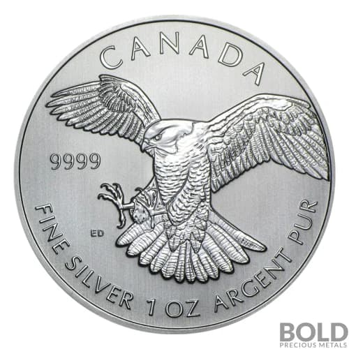 2014 Silver Canadian Birds of Prey Peregrine Falcon - 1 oz-Impaired