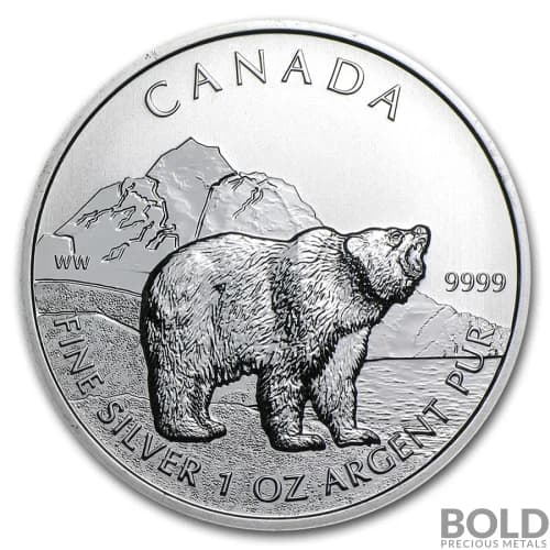 2011 Canada Wildlife Grizzly Bear 1 oz Silver BU
