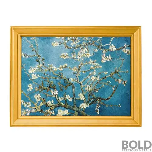 2022 Chad Almond Blossom by Vincent van Gogh Colored High Relief Coin - Silver 2 oz (Bi-Metal)