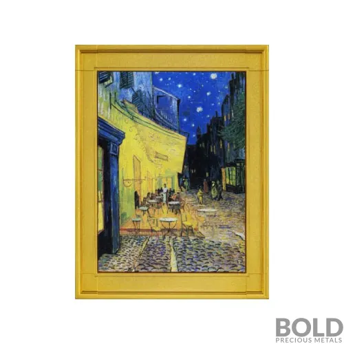 2022 Chad Cafe Terrace at Night by Vincent Van Gogh Colored High Relief Coin - Silver 2 oz (Bi-Metal)