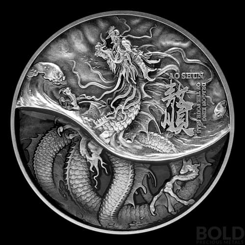 2021 Chad Dragon King: Black Dragon 2 oz Silver HR Antiqued