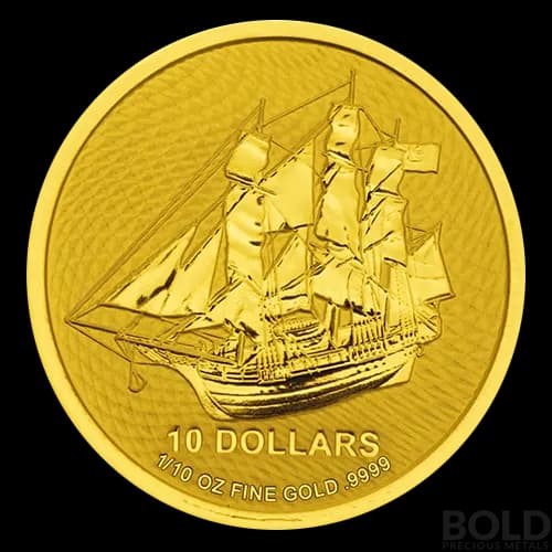 2022 Cook Islands Bounty 1/10 oz Gold BU