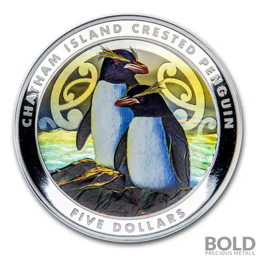 2020 New Zealand Chathem Island Crested Penguin 2 oz Silver Proof-Impaired