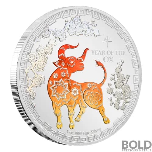 2021 Niue Lunar Year of the Ox 1 oz Silver Colored Proof