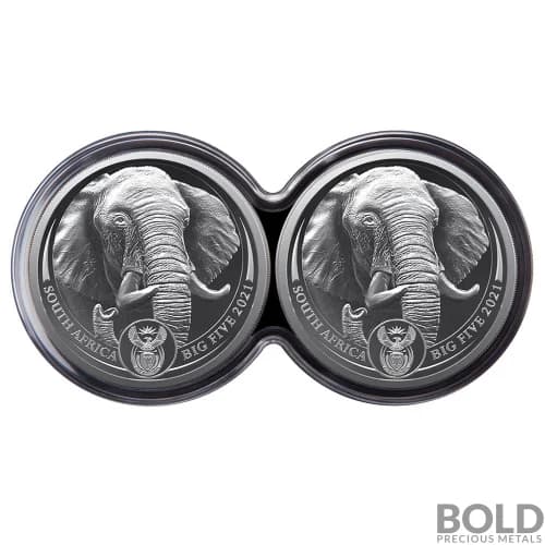 2021 S Africa Big Five II Elephant 1 oz Silver Proof 2-Coin Set