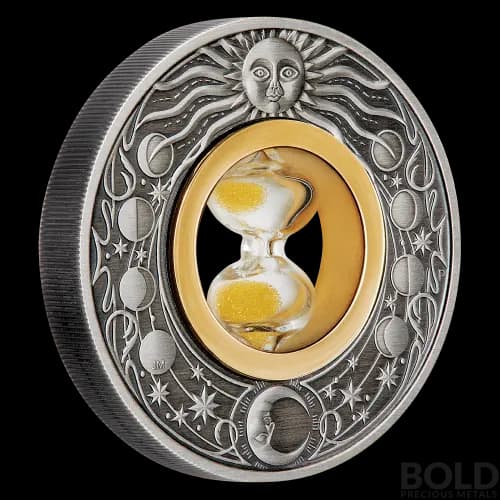 2021 Tuvalu Hourglass 2 oz Silver Antiqued