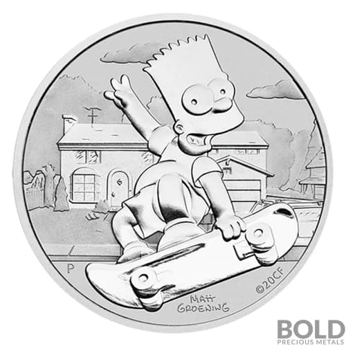 2020 Tuvalu Bart Simpson 1 oz Silver BU
