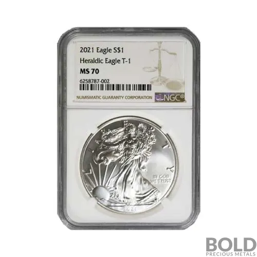 2021 1 OZ AMERICAN SILVER EAGLE TYPE 1 NGC MS70