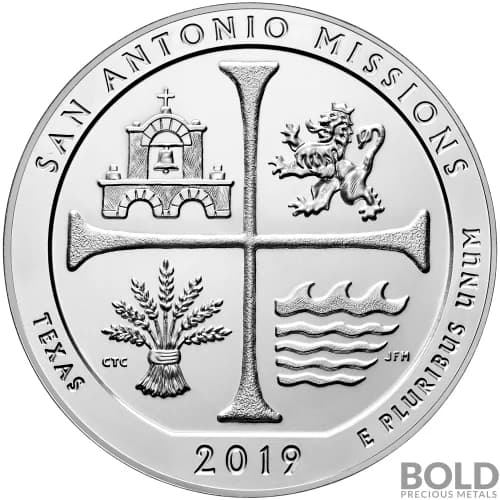 2019 Silver 5 oz ATB San Antonio Missions, Texas