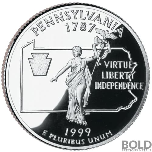 1999-S Silver Proof State Quarter - PENNSYLVANIA