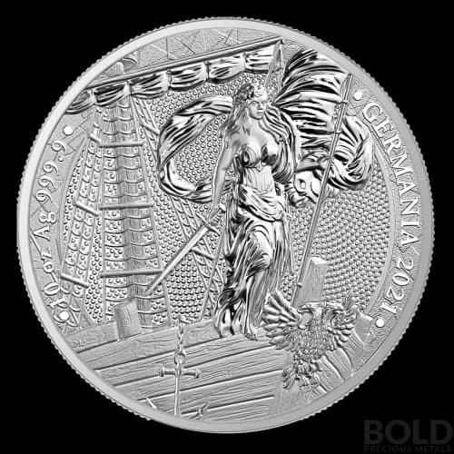 2021 Lady Germania 50 Mark 10 oz Silver BU Round