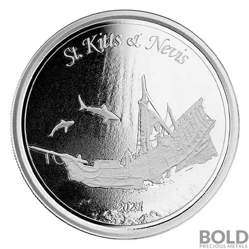 2021 EC8 St Kitts & Nevis Shipwreck 1 oz Silver BU