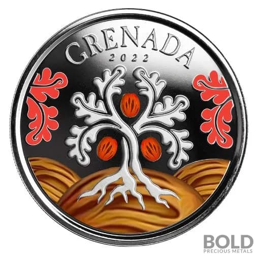 2022 EC8 Grenada: Nutmeg Tree 1 oz Silver Proof (Colored)