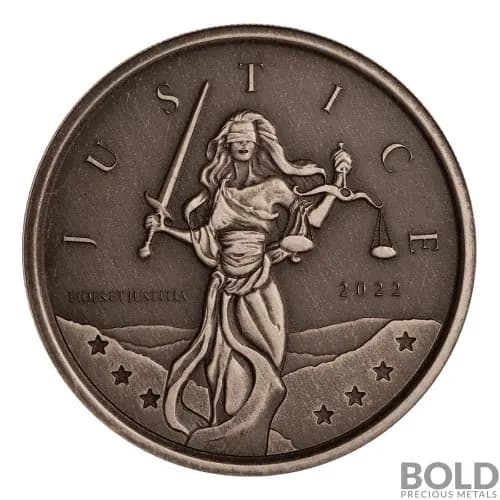 2022 Gibraltar Lady Justice Silver 1 oz Antiqued