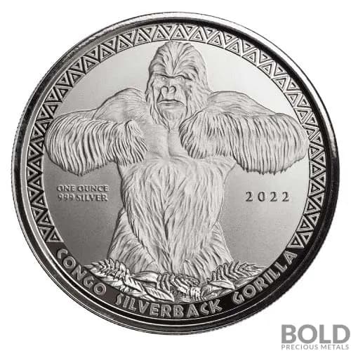 2022 Republic of Congo Gorilla Silver 1 oz
