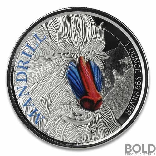 2020 Cameroon Mandrill Monkey 1 oz Silver Proof (Colored)