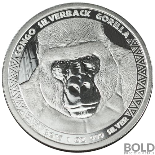 2016 Silver 1 oz Republic of Congo Gorilla