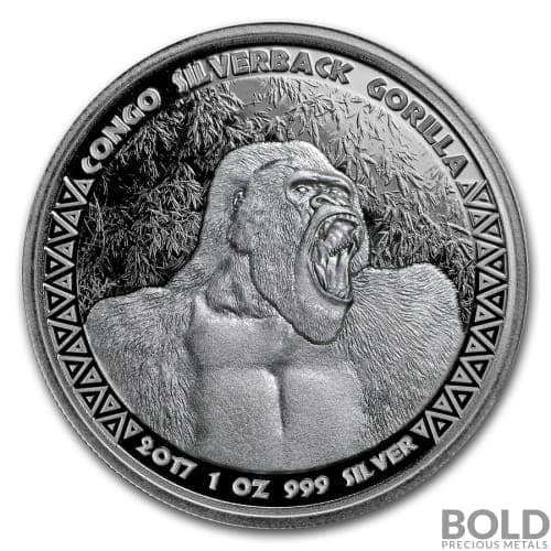 2017 Silver 1 oz Republic of Congo Gorilla