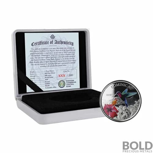 2020 EC8 Dominica Humming Bird 1 oz Silver Proof (Colored)