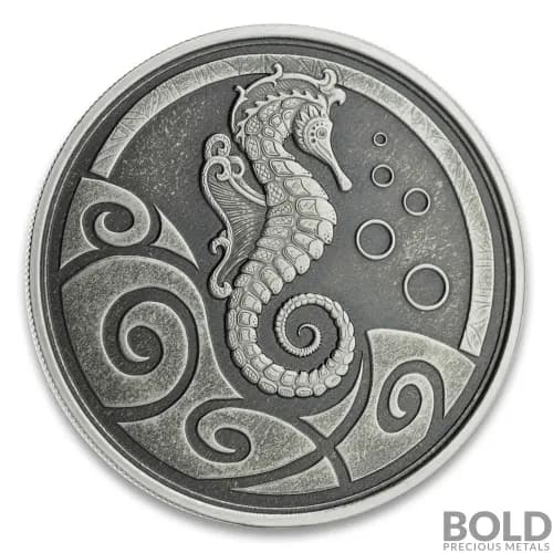 2019 1 oz Samoa Seahorse Silver Coin (Antiqued)