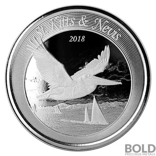 2018 St. Kitts & Nevis Silver Brown Pelican 1 oz