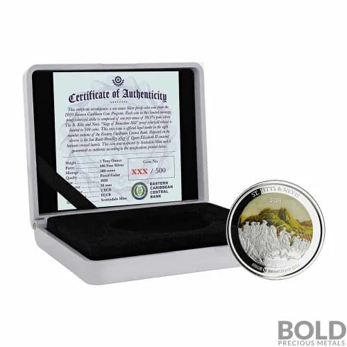 2020 EC8 St Kitts Nevis Brimstone Hill 1 oz Silver Proof (Color)