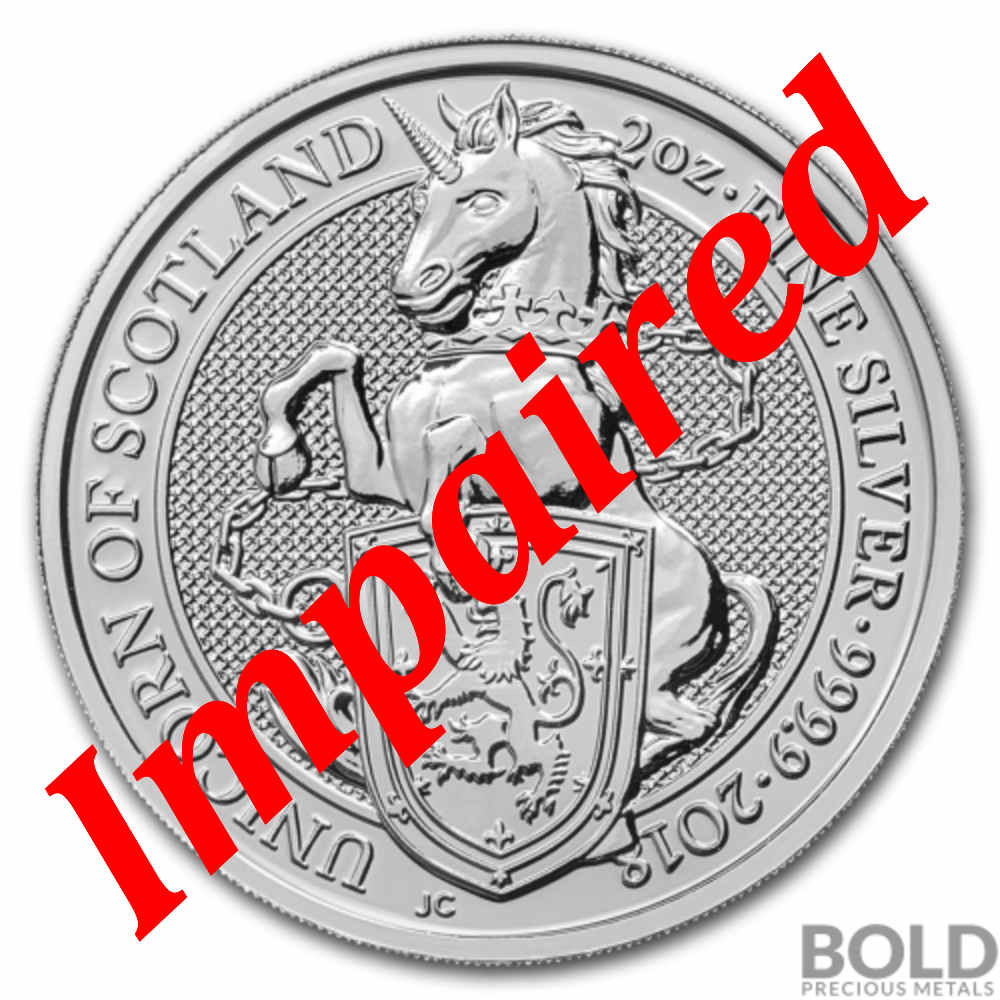 2018 Silver Britain Queen's Beasts The Unicorn 2 oz *IMPAIRED