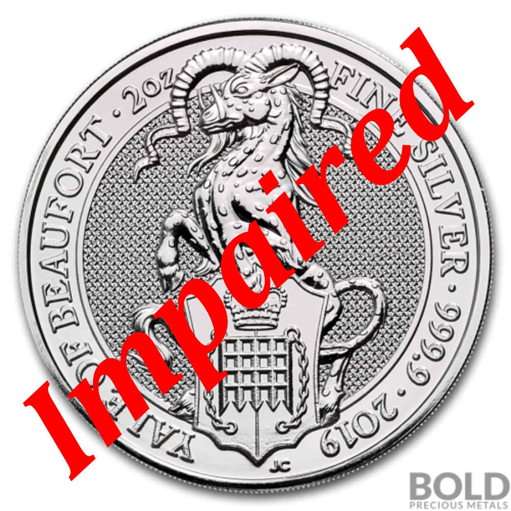 2019 Silver Britain Queen's Beasts The Yale 2 oz *IMPAIRED