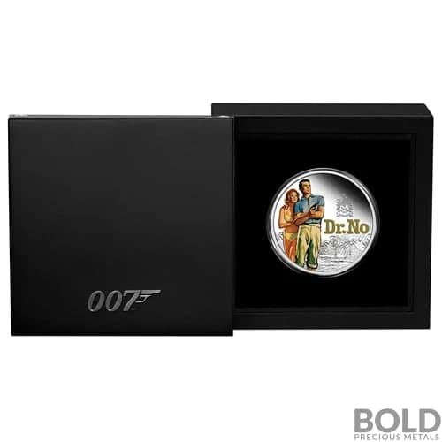 2022 Tuvalu James Bond Dr. No 60th Anniversary 1 oz Silver Color Proof