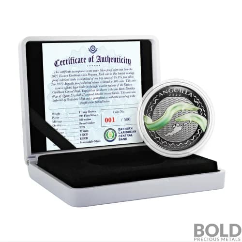 2022 EC8 Anguilla: Eel 1 oz Silver Proof (Colored)