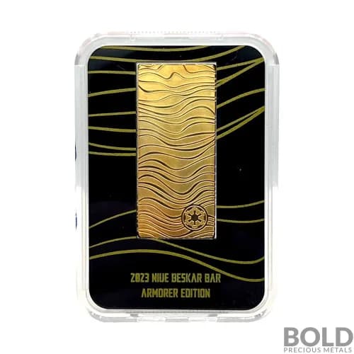 2023 1 oz Niue Star Wars Beskar Gold Gilt Armorer Edition Silver Bar