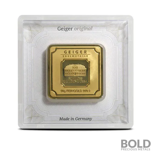 Gold 50 Gram Geiger Edelmetalle Square Mint Bar
