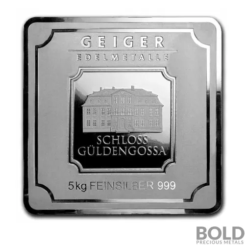 Silver 5 Kilo Geiger Edelmetalle Square Bar (Original)