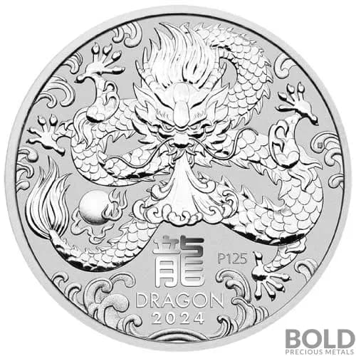 2024 2 oz Perth Lunar Year of the Dragon Silver Coin (BU)