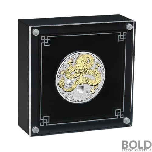 2024 1 oz Perth Lunar Dragon Gilded Silver Coin (Presentation Case)
