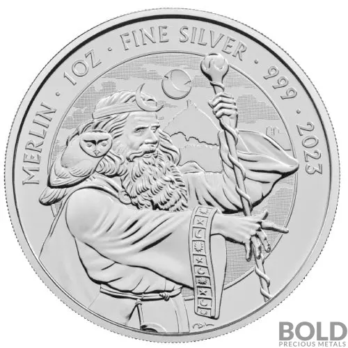 2023 Silver 1 oz Great Britain Myths & Legends: Merlin Coin BU-Impaired