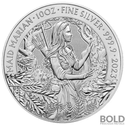 2023 Silver 10 oz Great Britain Myths & Legends Maid Marian BU Coin