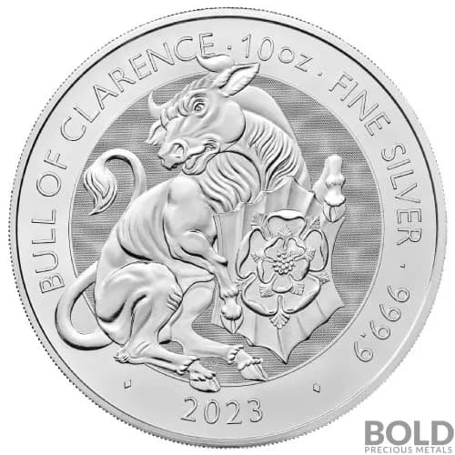 2023 Silver 10 oz Great Britain Tudor Beasts: Bull of Clarence BU Coin