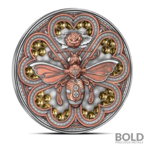 2023 2 oz Niue Metal Bee Antiqued Silver Coin