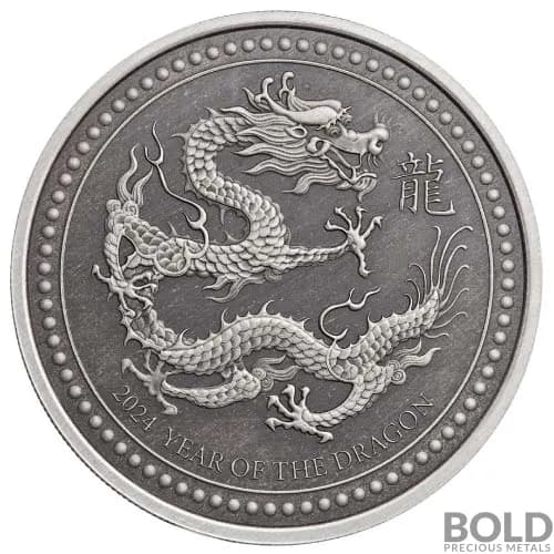 2024 Silver 1 oz Samoa Year of the Dragon Antiqued Coin