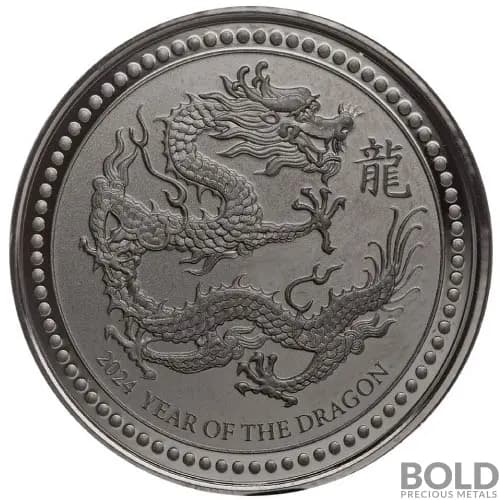 2024 Silver 1/2 oz Samoa Year of the Dragon Black Rhodium Plating Coin