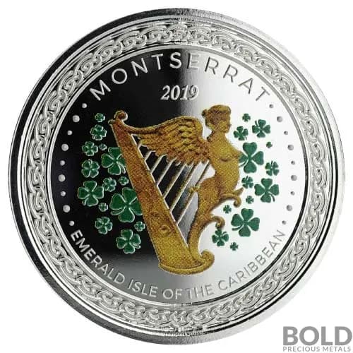 2019 Silver 1 oz Montserrat Emerald Isle Coin Proof (Colored)