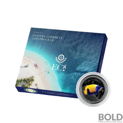 2021 Silver 1 oz Montserrat Angelfish Coin Proof (Colored)