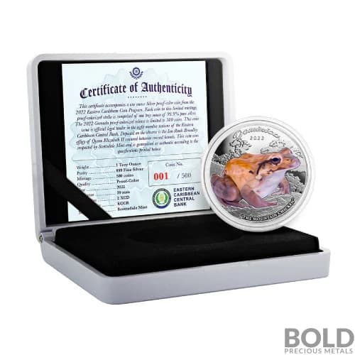 2022 Silver 1 oz EC8 Dominica Mountain Chicken Proof Coin (Colored)