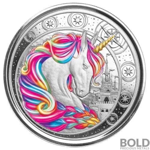 2023 Silver 1 oz Ghana Unicorn "Blossom" Rainbow Coin