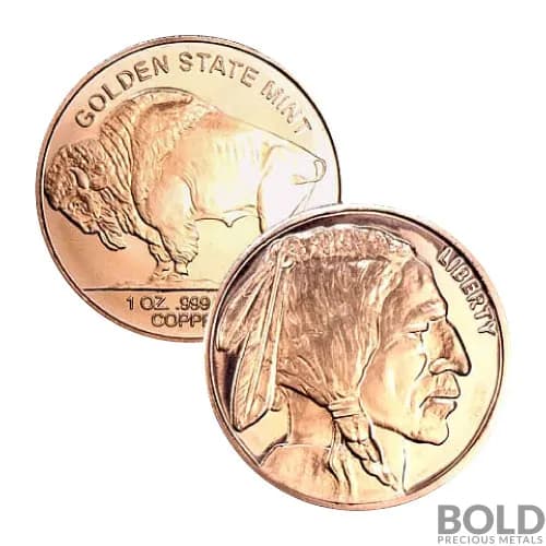 Copper 1 oz Buffalo Round (Golden State Mint)