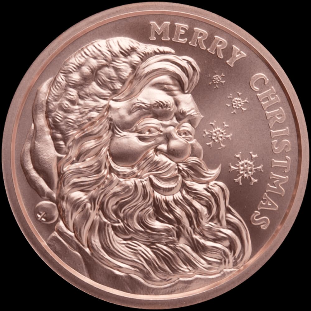 Copper 1 oz Merry Christmas Santa Round
