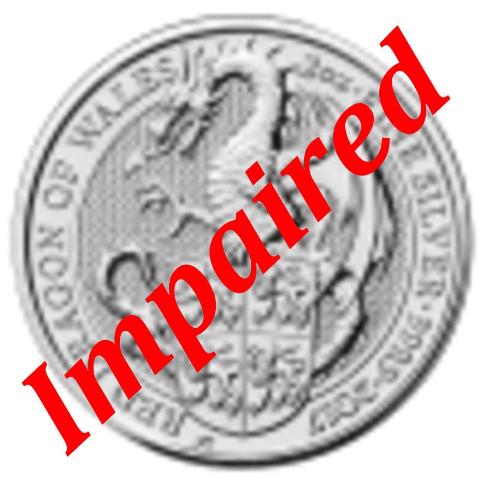 2017 Silver Britain Queen's Beasts Red Dragon 2 oz *IMPAIRED
