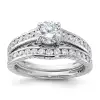Rhodium-plated 2-Piece CZ Size 6 Wedding Set Ring (SS)